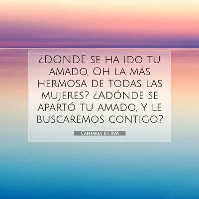 Picture 07 - Cantares 6:1 RVA - ¿DONDE se ha ido tu amado, Oh la más hermosa de - Bible Verse Picture