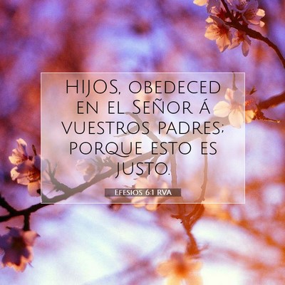 Picture 07 - Efesios 6:1 RVA - HIJOS, obedeced en el Señor á vuestros padres; - Bible Verse Picture