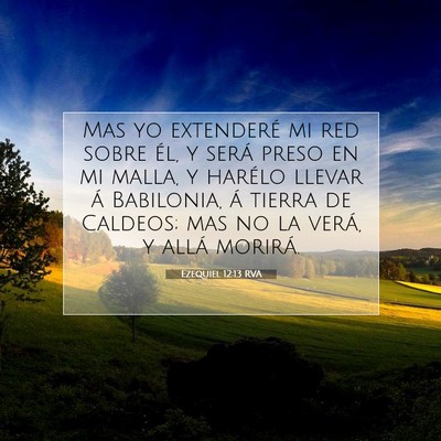 Picture 07 - Ezequiel 12:13 RVA - Mas yo extenderé mi red sobre él, y será preso - Bible Verse Picture