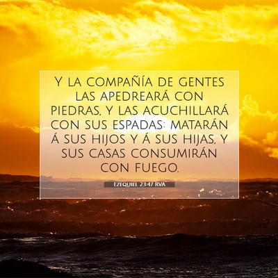 Picture 07 - Ezequiel 23:47 RVA - Y la compañía de gentes las apedreará con - Bible Verse Picture