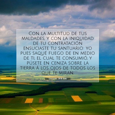 Picture 07 - Ezequiel 28:18 RVA - Con la multitud de tus maldades, y con la - Bible Verse Picture