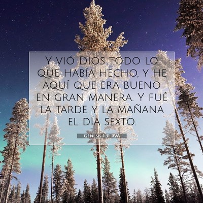 Picture 07 - Génesis 1:31 RVA - Y vió Dios todo lo que había hecho, y he aquí - Bible Verse Picture
