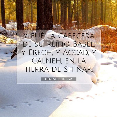 Picture 07 - Génesis 10:10 RVA - Y fué la cabecera de su reino Babel, y Erech, y - Bible Verse Picture