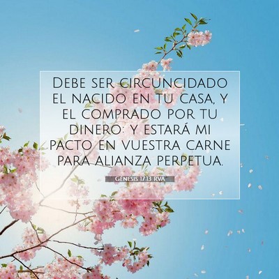 Picture 07 - Génesis 17:13 RVA - Debe ser circuncidado el nacido en tu casa, y el - Bible Verse Picture