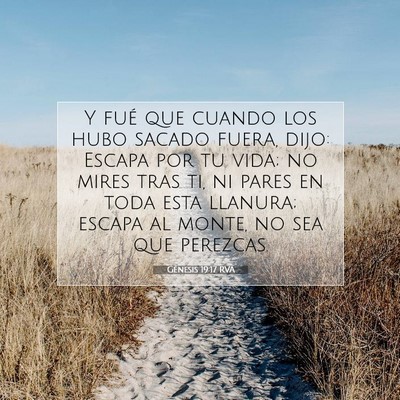 Picture 07 - Génesis 19:17 RVA - Y fué que cuando los hubo sacado fuera, dijo: - Bible Verse Picture