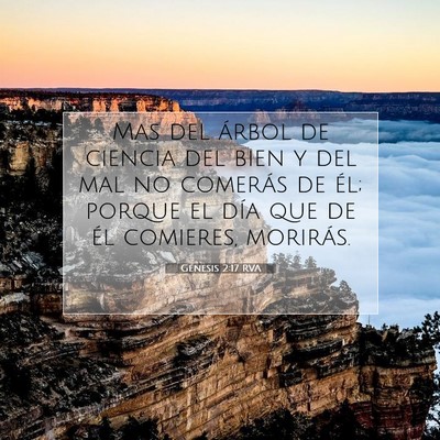 Picture 07 - Génesis 2:17 RVA - Mas del árbol de ciencia del bien y del mal no - Bible Verse Picture