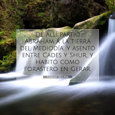 Picture 07 - Génesis 20:1 RVA - DE allí partió Abraham á la tierra del - Bible Verse Picture
