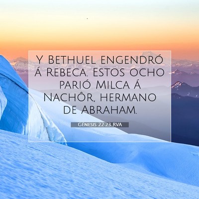 Picture 07 - Génesis 22:23 RVA - Y Bethuel engendró á Rebeca. Estos ocho parió - Bible Verse Picture