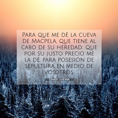 Picture 07 - Génesis 23:9 RVA - Para que me dé la cueva de Macpela, que tiene al - Bible Verse Picture