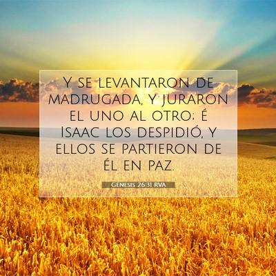 Picture 07 - Génesis 26:31 RVA - Y se levantaron de madrugada, y juraron el uno al - Bible Verse Picture