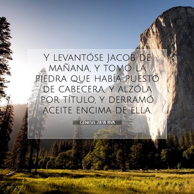 Picture 07 - Génesis 28:18 RVA - Y levantóse Jacob de mañana, y tomó la piedra - Bible Verse Picture