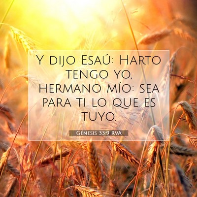 Picture 07 - Génesis 33:9 RVA - Y dijo Esaú: Harto tengo yo, hermano mío: sea - Bible Verse Picture