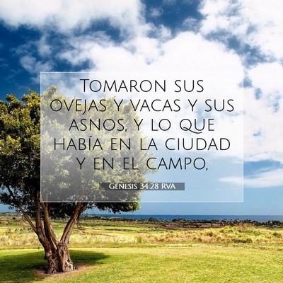 Picture 07 - Génesis 34:28 RVA - Tomaron sus ovejas y vacas y sus asnos, y lo que - Bible Verse Picture