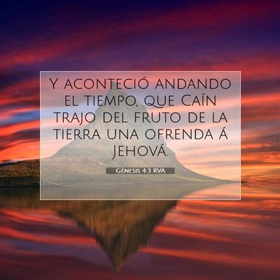 Picture 07 - Génesis 4:3 RVA - Y aconteció andando el tiempo, que Caín trajo - Bible Verse Picture