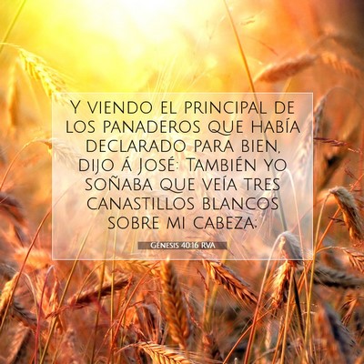 Picture 07 - Génesis 40:16 RVA - Y viendo el principal de los panaderos que había - Bible Verse Picture