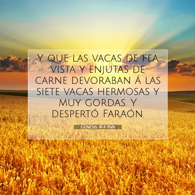 Picture 07 - Génesis 41:4 RVA - Y que las vacas de fea vista y enjutas de carne - Bible Verse Picture