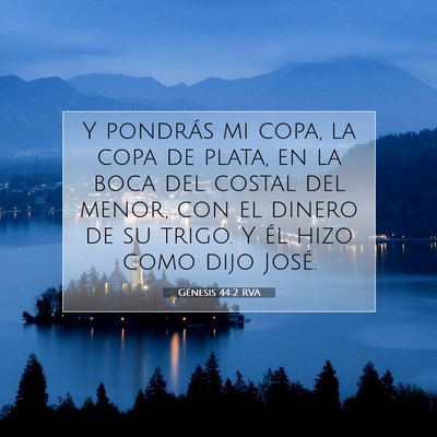 Picture 07 - Génesis 44:2 RVA - Y pondrás mi copa, la copa de plata, en la boca - Bible Verse Picture