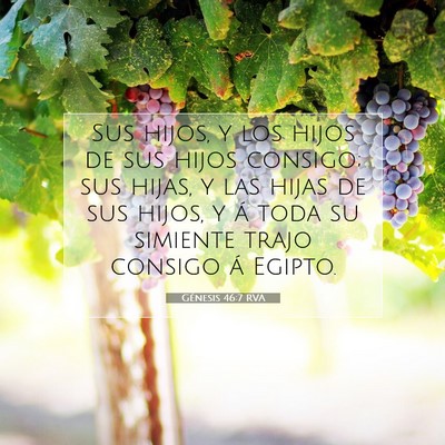 Picture 07 - Génesis 46:7 RVA - Sus hijos, y los hijos de sus hijos consigo; sus - Bible Verse Picture