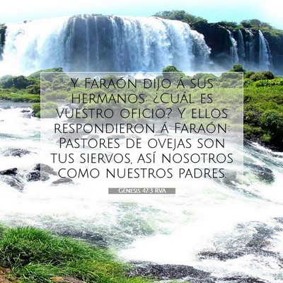 Picture 07 - Génesis 47:3 RVA - Y Faraón dijo á sus hermanos: ¿Cuál es - Bible Verse Picture
