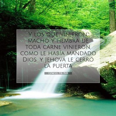Picture 07 - Génesis 7:16 RVA - Y los que vinieron, macho y hembra de toda carne - Bible Verse Picture
