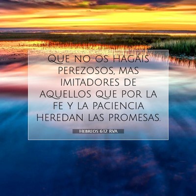 Picture 07 - Hebreos 6:12 RVA - Que no os hagáis perezosos, mas imitadores de - Bible Verse Picture