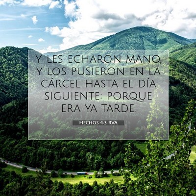 Picture 07 - Hechos 4:3 RVA - Y les echaron mano, y los pusieron en la cárcel - Bible Verse Picture