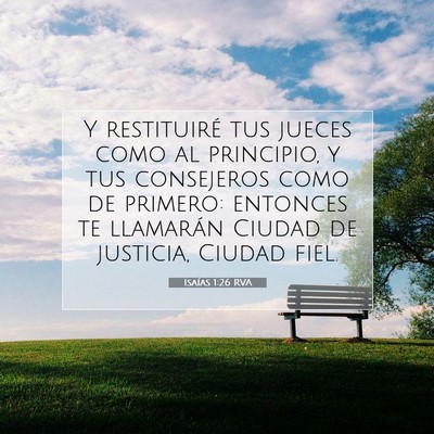 Picture 07 - Isaías 1:26 RVA - Y restituiré tus jueces como al principio, y tus - Bible Verse Picture