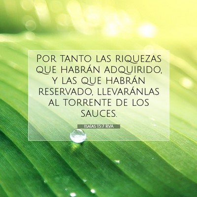 Picture 07 - Isaías 15:7 RVA - Por tanto las riquezas que habrán adquirido, y - Bible Verse Picture