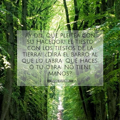 Picture 07 - Isaías 45:9 RVA - Ay del que pleitea con su Hacedor! ­el tiesto - Bible Verse Picture