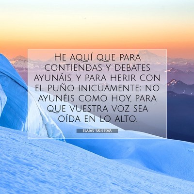 Picture 07 - Isaías 58:4 RVA - He aquí que para contiendas y debates ayunáis, - Bible Verse Picture