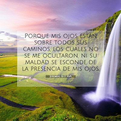 Picture 07 - Jeremías 16:17 RVA - Porque mis ojos están sobre todos sus caminos, - Bible Verse Picture