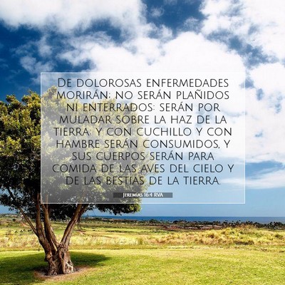 Picture 07 - Jeremías 16:4 RVA - De dolorosas enfermedades morirán; no serán - Bible Verse Picture