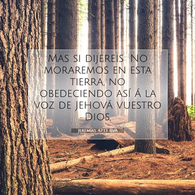 Picture 07 - Jeremías 42:13 RVA - Mas si dijereis: No moraremos en esta tierra, no - Bible Verse Picture