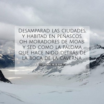 Picture 07 - Jeremías 48:28 RVA - Desamparad las ciudades, y habitad en peñascos, - Bible Verse Picture