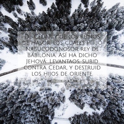 Picture 07 - Jeremías 49:28 RVA - De Cedar y de los reinos de Hasor, los cuales - Bible Verse Picture
