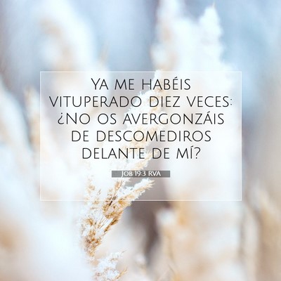 Picture 07 - Job 19:3 RVA - Ya me habéis vituperado diez veces: ¿No os - Bible Verse Picture