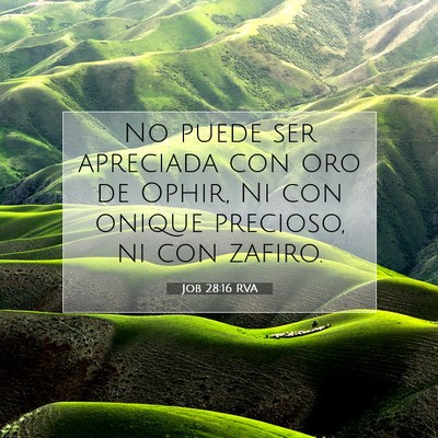Picture 07 - Job 28:16 RVA - No puede ser apreciada con oro de Ophir, Ni con - Bible Verse Picture
