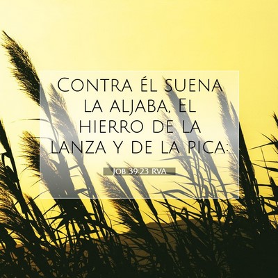 Picture 07 - Job 39:23 RVA - Contra él suena la aljaba, El hierro de la lanza - Bible Verse Picture