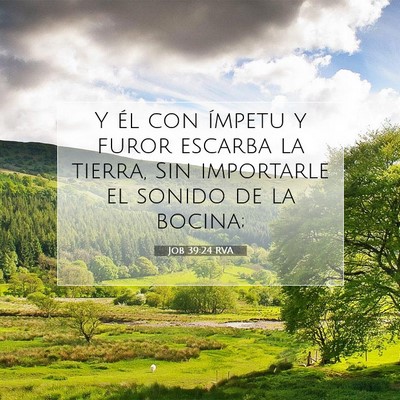 Picture 07 - Job 39:24 RVA - Y él con ímpetu y furor escarba la tierra, Sin - Bible Verse Picture