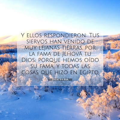 Picture 07 - Josué 9:9 RVA - Y ellos respondieron: Tus siervos han venido de - Bible Verse Picture