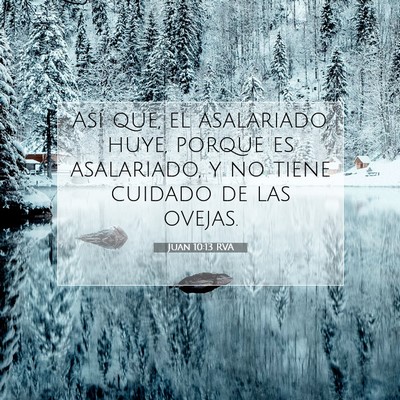 Picture 07 - Juan 10:13 RVA - Así que, el asalariado, huye, porque es - Bible Verse Picture
