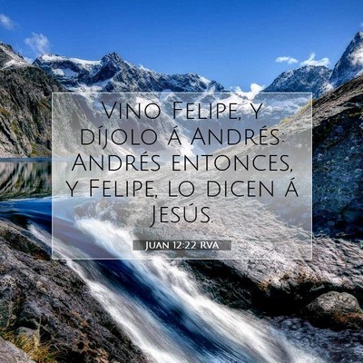 Picture 07 - Juan 12:22 RVA - Vino Felipe, y díjolo á Andrés: Andrés - Bible Verse Picture