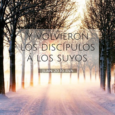 Picture 07 - Juan 20:10 RVA - Y volvieron los discípulos á los - Bible Verse Picture