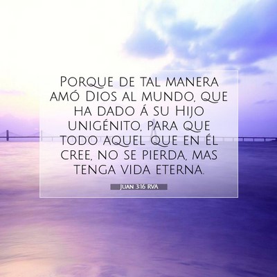 Picture 07 - Juan 3:16 RVA - Porque de tal manera amó Dios al mundo, que ha - Bible Verse Picture