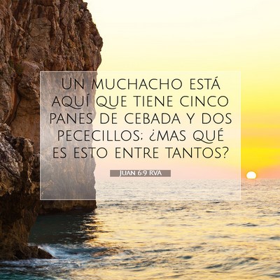 Picture 07 - Juan 6:9 RVA - Un muchacho está aquí que tiene cinco panes de - Bible Verse Picture
