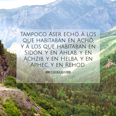 Picture 07 - Jueces 1:31 RVA - Tampoco Aser echó á los que habitaban en Achô, - Bible Verse Picture