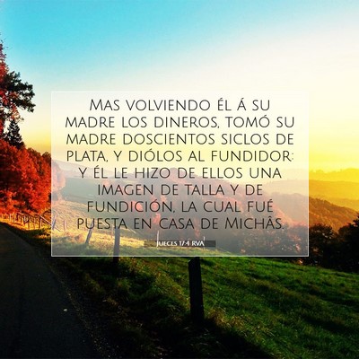 Picture 07 - Jueces 17:4 RVA - Mas volviendo él á su madre los dineros, tomó - Bible Verse Picture