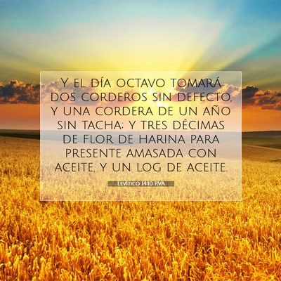 Picture 07 - Levítico 14:10 RVA - Y el día octavo tomará dos corderos sin - Bible Verse Picture