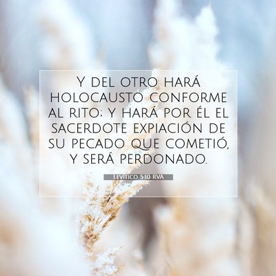 Picture 07 - Levítico 5:10 RVA - Y del otro hará holocausto conforme al rito; y - Bible Verse Picture