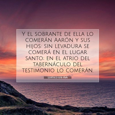 Picture 07 - Levítico 6:16 RVA - Y el sobrante de ella lo comerán Aarón y sus - Bible Verse Picture